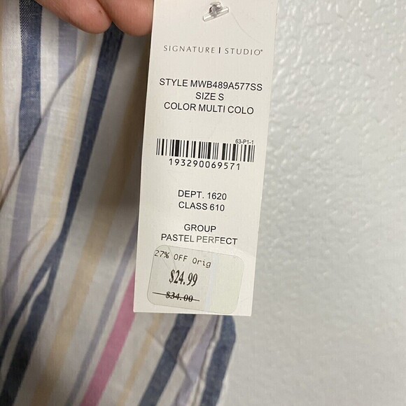 Signature Studio Womens Multicolor Plaid Button Down Shirt Top Blouse Size Small - Picture 9 of 9